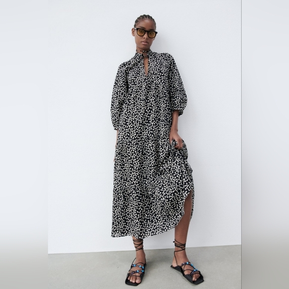 ZARA Printed Midi Dress - Picture 1 of 1